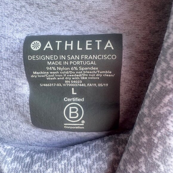 Athleta Long Sleeve Turtleneck Gray/White Seamless Top Women's Size L - Picture 3 of 7